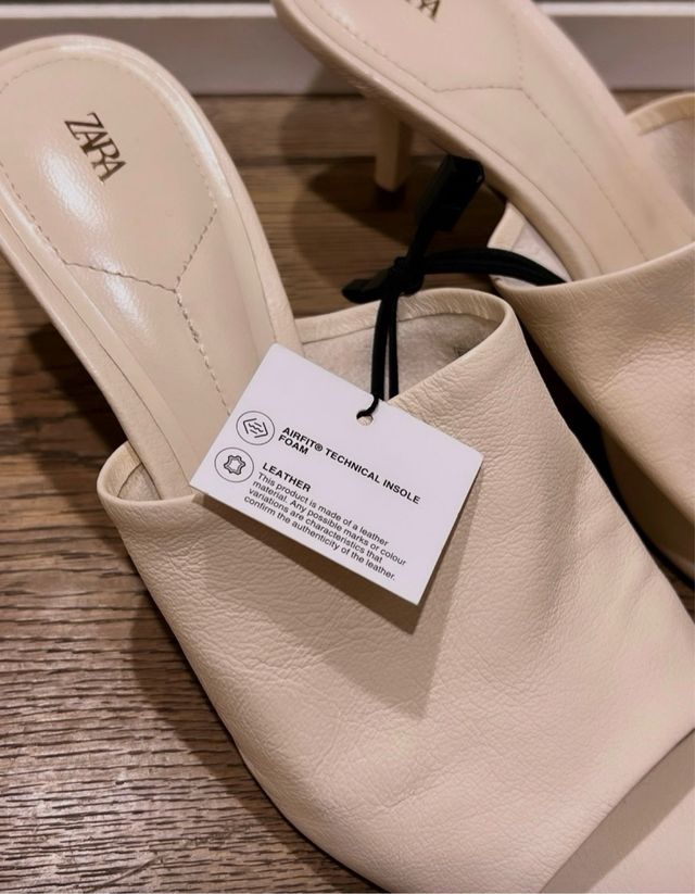 Sandalias mules piel Zara