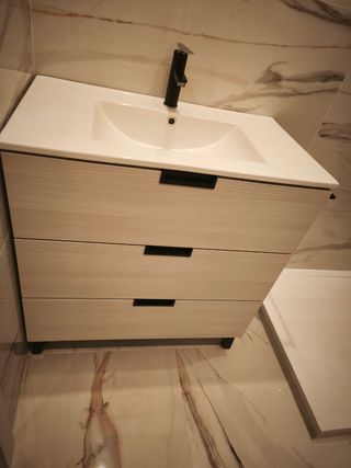 Mueble baño 3 cajones - madera blanco