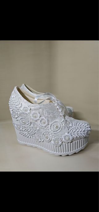 Zapatos novia plataforma blancos 12 cm