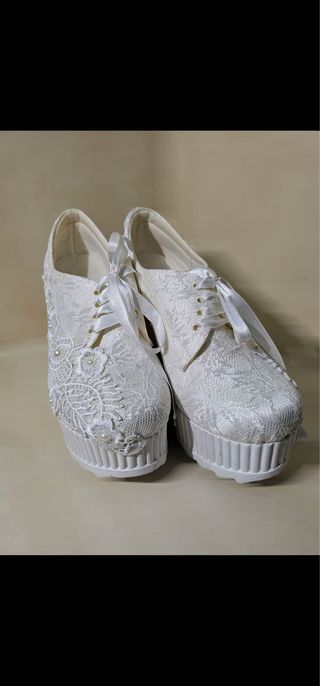 Zapatos novia plataforma blancos 12 cm