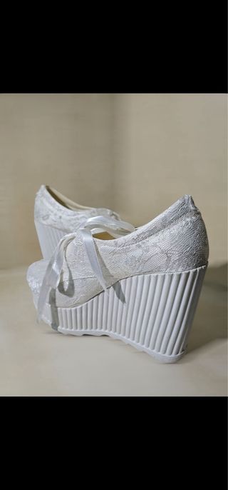 Zapatos novia plataforma blancos 12 cm