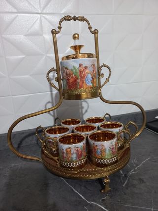 Servizio caffè vintage oro-porcellana
