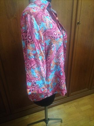 Camicia fantasia rosa-turchese