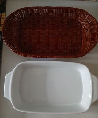 Pirofila rettangolare + cestino vimini