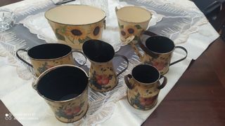 Set 7 Oggetti in Latta Vintage