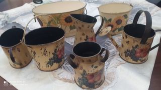 Set 7 Oggetti in Latta Vintage