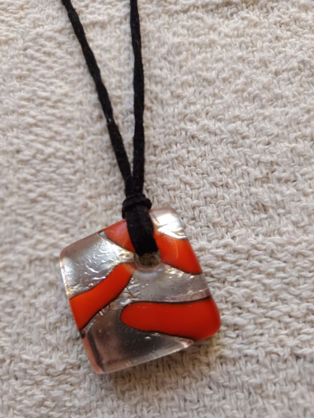 Colgante cristal naranja plata