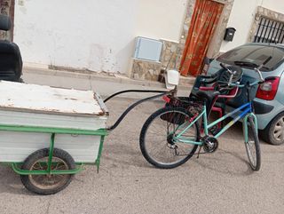 Bicicleta con carro portaequipajes