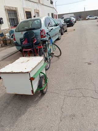 Bicicleta con carro portaequipajes