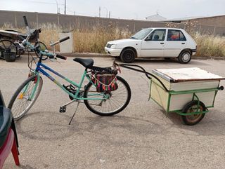 Bicicleta con carro portaequipajes