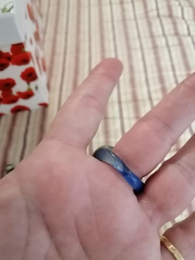 Anillo Cristal Murano Azul Dorado