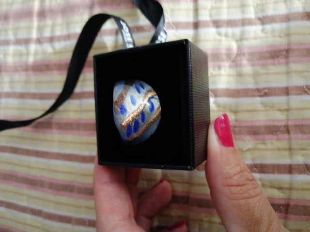 Anillo Cristal Murano Azul Dorado