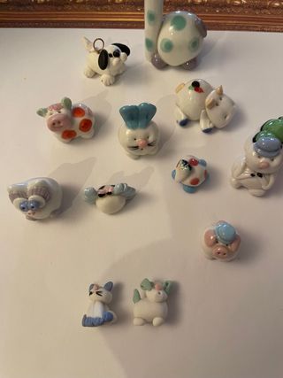 12 Mini-Animali Ceramica Artigianali