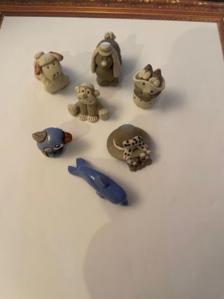 7 Mini Sculture Animali in Ceramica