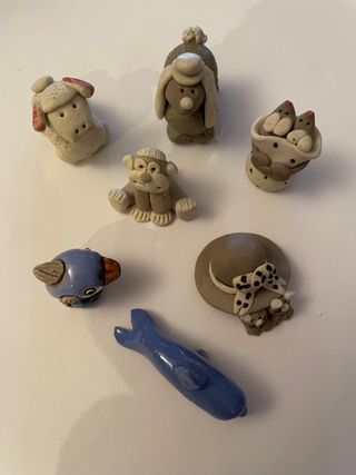 7 Mini Sculture Animali in Ceramica
