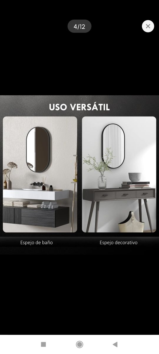 Espejo ovalado negro - Baño