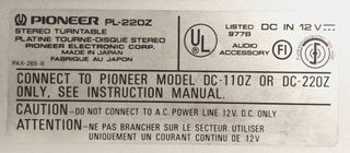 Tocadiscos Pioneer PL-220Z