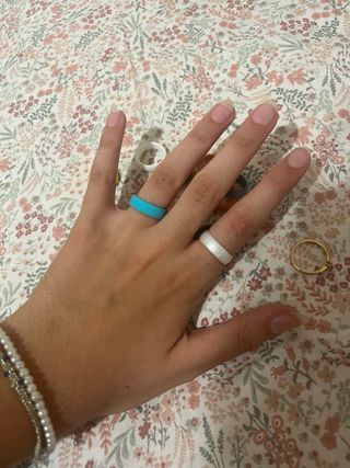 Anillos silicona - Teal & Blanco