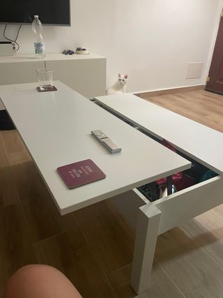 Mesa centro blanca elevable