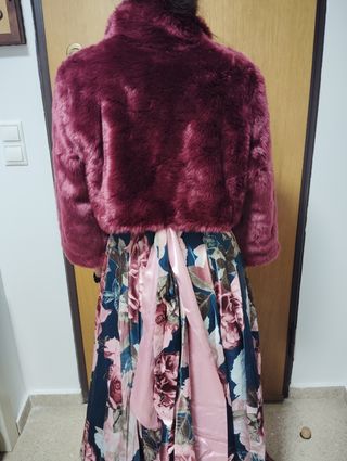 Chaqueta pelo sintético granate