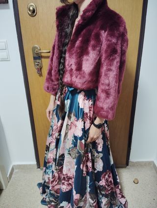 Chaqueta pelo sintético granate