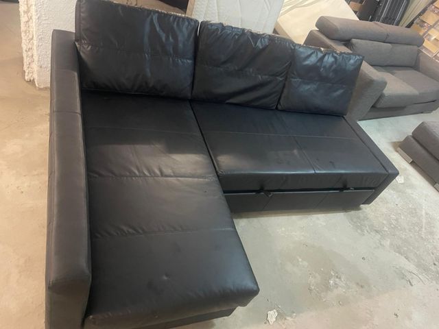 Sofá cama piel sintética negro