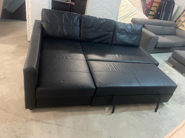 Sofá cama piel sintética negro