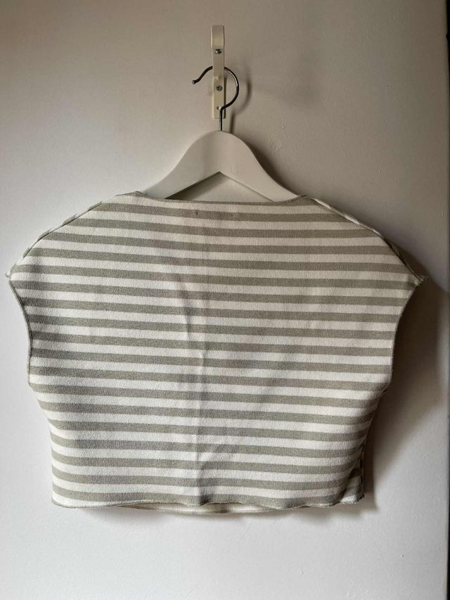 Top Zara listrado bege e branco