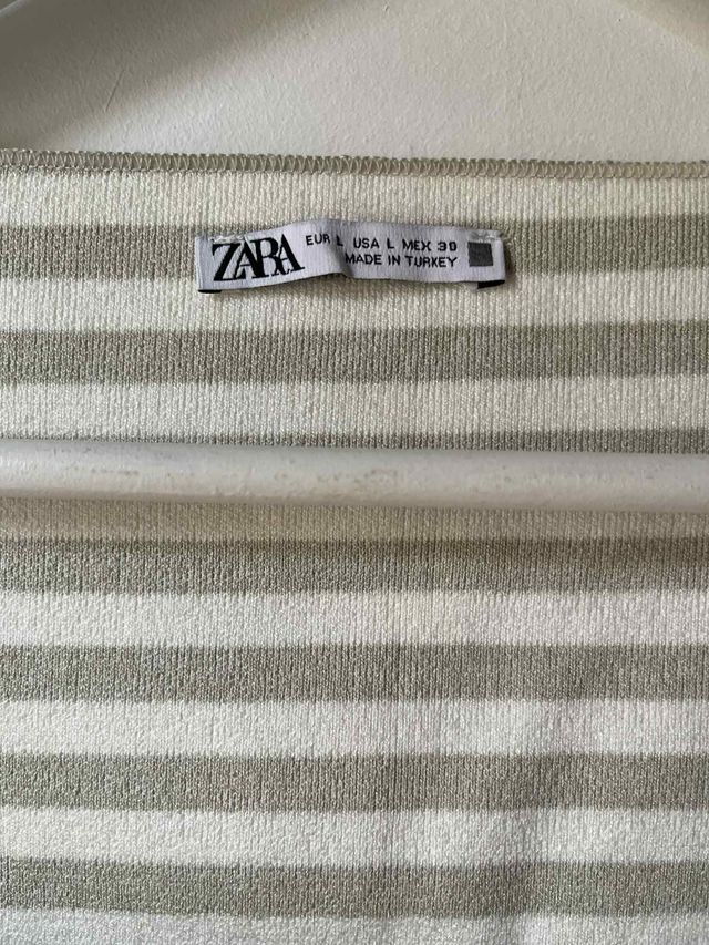 Top Zara listrado bege e branco