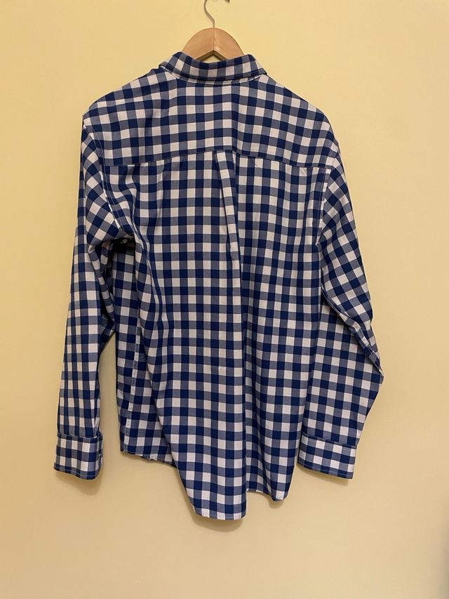 Camisa Polo Horse XL - cuadros azul blanco.