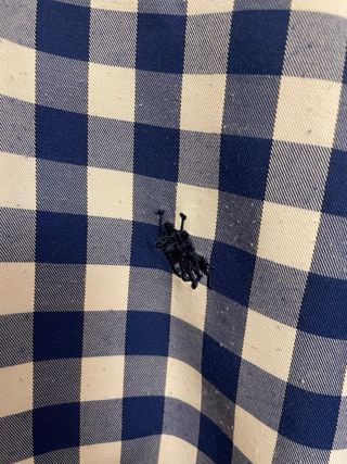 Camisa Polo Horse XL - cuadros azul blanco.