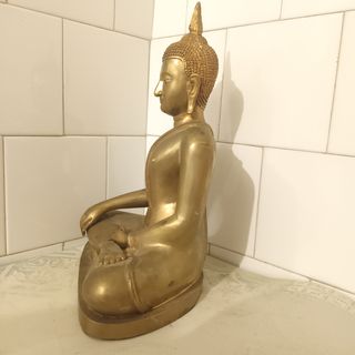 Buda tibetano antiguo bronce dorado meditación