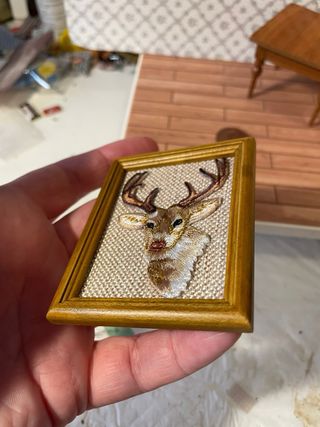 Quadro ricamato cervo - Dollshouse
