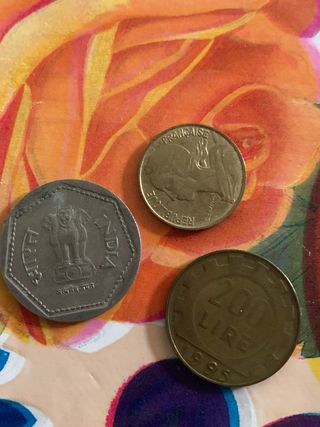 Monedas antiguas: India, Francia, Italia