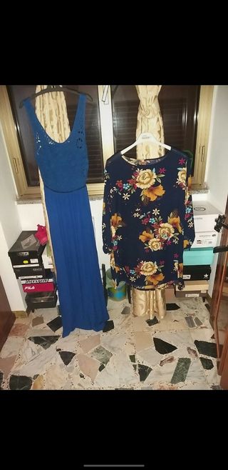 Vestito lungo blu & top floreale