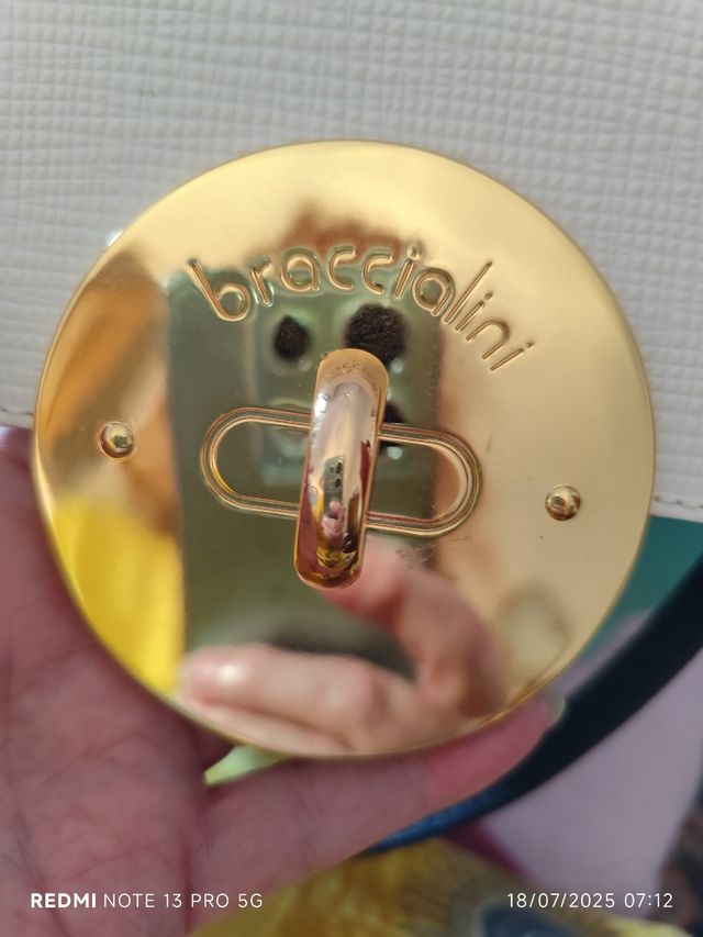 Braccialini borsa a mano e spalla turchese pelle