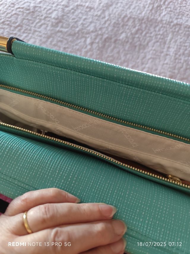 Braccialini borsa a mano e spalla turchese pelle