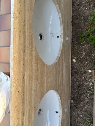 Encimera mármol travertino 2 senos