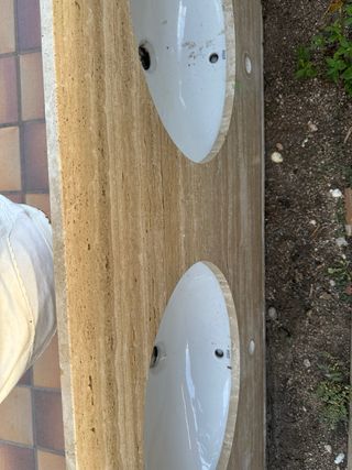 Encimera mármol travertino 2 senos