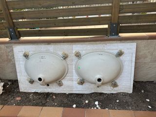 Encimera mármol travertino 2 senos