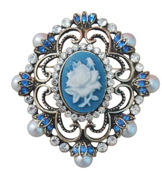 Broche vintage azul y plata