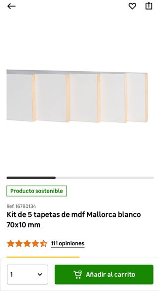Kit 5 Tapetas MDF Mallorca Blanco 70x10mm
