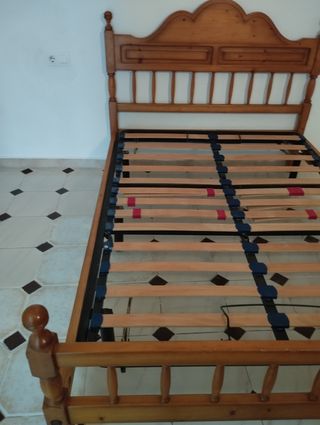 Cama madera 135cm marrón