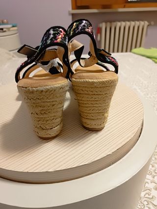 Sandali zeppa corda multicolor