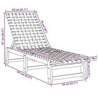 vidaXL Tumbona de madera maciza de acacia y tela
