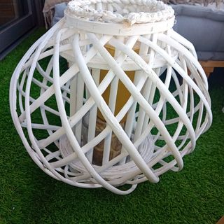 Farol vela blanco mimbre