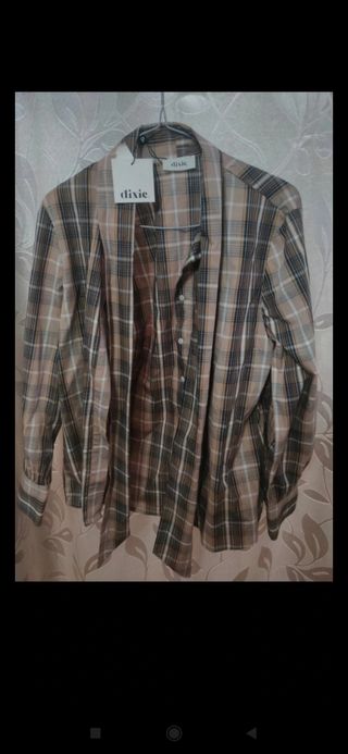Camisa cuadros Dixie beige-marrón