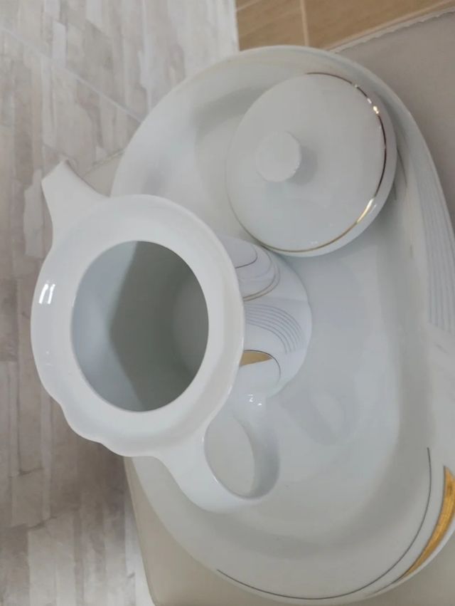 Set teiera porcellana bianca