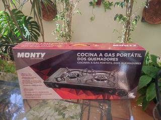Cocina gas Monty 2 quemadores. Portátil.