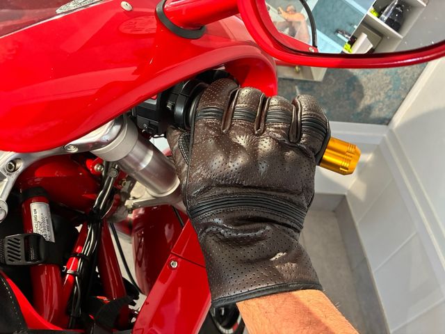 Guantes moto cuero marrón cafe racer
